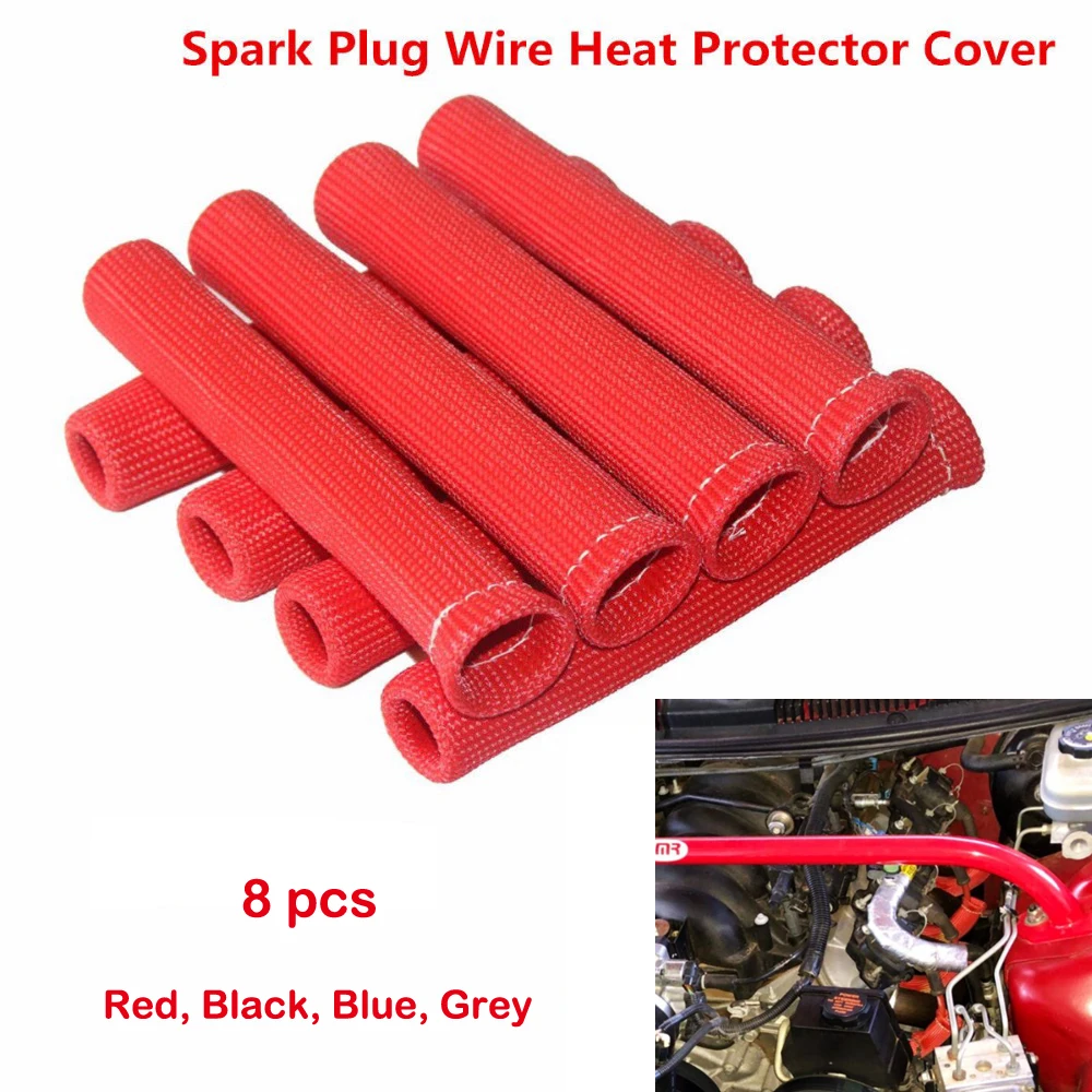 

RED 1200 degree SPARK PLUG WIRE BOOTS HEAT SHIELD PROTECTOR SLEEVE SBC BBC 350 454
