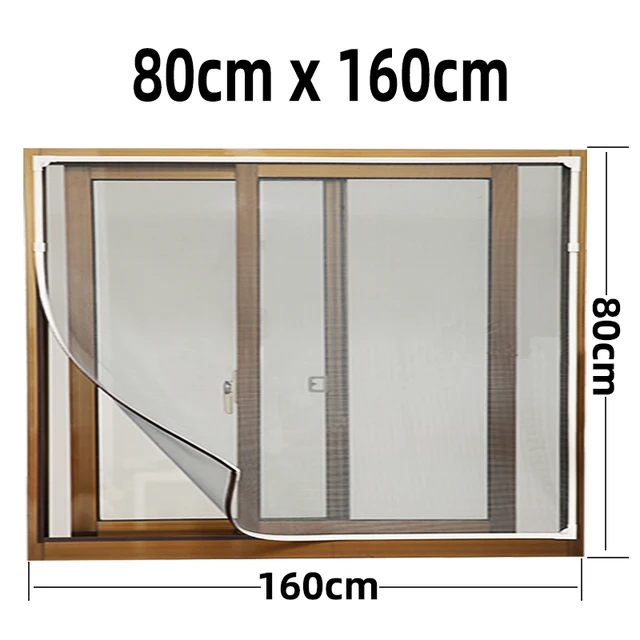 Inset Magnetic Window Screen Air Tulle Adjustable DIY Removable Washable Invisible Fly Mosquito Net Customize Screen Mesh Kit W 80cm x H 160cm
