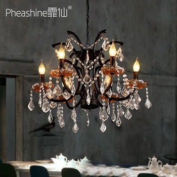 

Loft Industrial decoration living room dining room iron crystal lamp American retro Chandelier