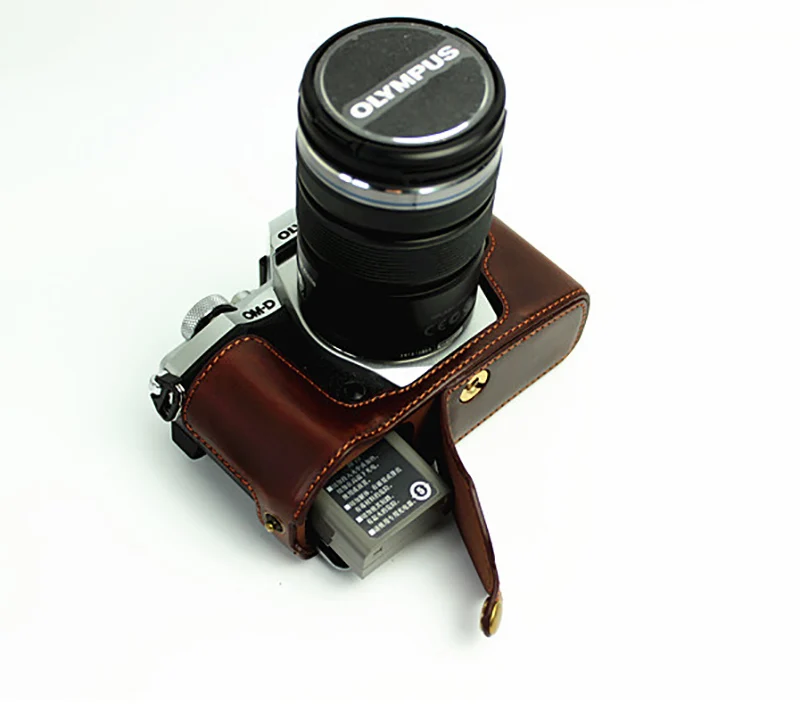 Из искусственной кожи чехол Половина крышка Камера сумка для Olympus E-M5 Mark ii EM5 MarkII em5II протектор оболочки с отверстием батареи