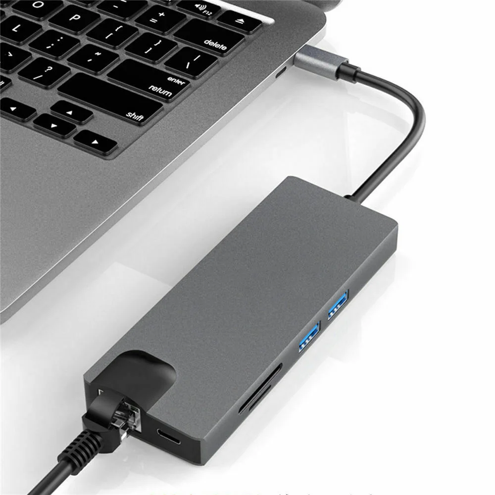 USB C концентратор USB3.0 HDMI VGA RJ45 Gigabit Ethernet SD/TF порт конвертер 8 в 1 и высококачественный