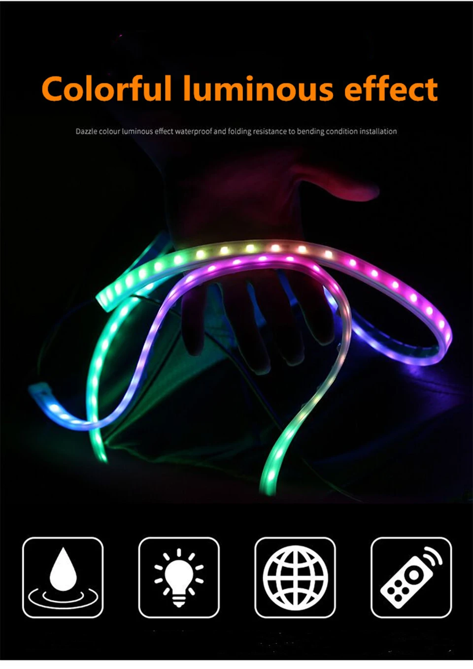 Новинка RGB Автомобильная гибкая светодиодная лента декоративная атмосферная лампа автомобильная Боковая дверь атмосферный светильник Авто неоновый светильник комплект Автомобильный светильник