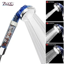 Zloog cabeça de banho de chuveiro 3 modo ajustável de alta pressão handheld bio-active pedra filtro de cabeça de chuveiro com bolas cerâmicas ativadas