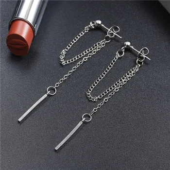 

2020 New Arrival New Tin Alloy Earing Brinco Han Edition Earring Contracted Tassel Hanging After A Word Fashion Jewelry Allergy