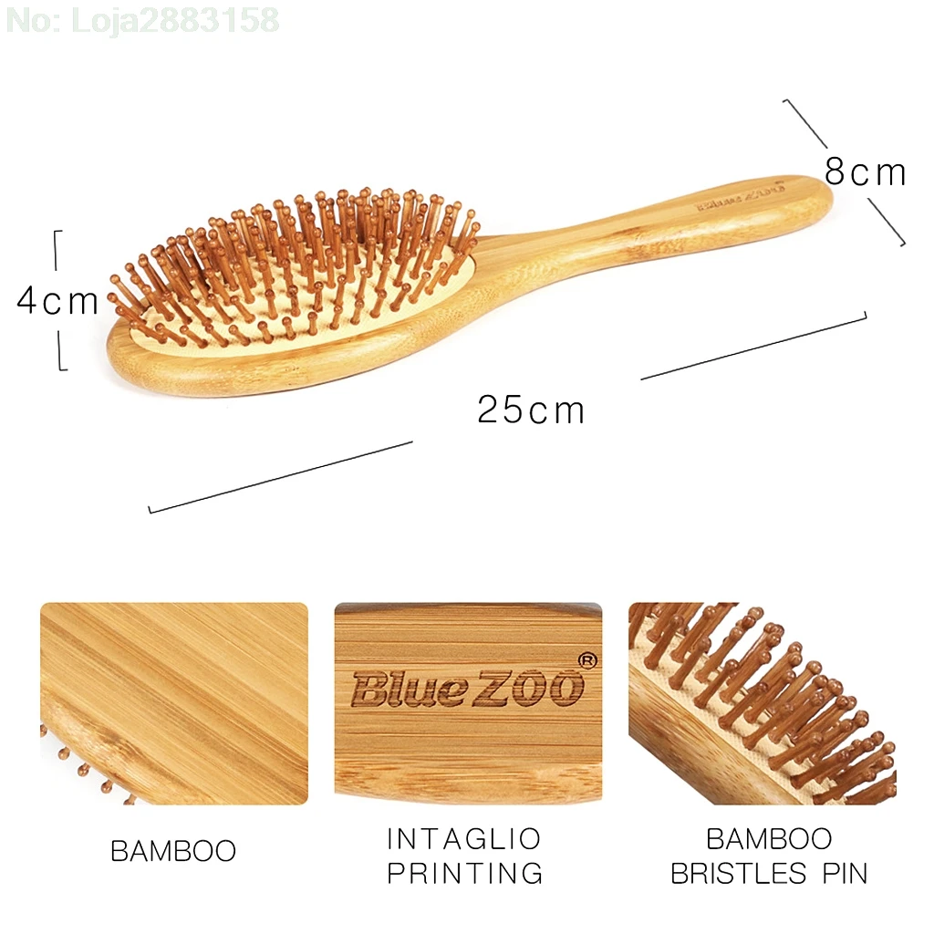Bamboo Paddle Brush Hair Care Spa Scalp Massage Comb Anti-static Combs