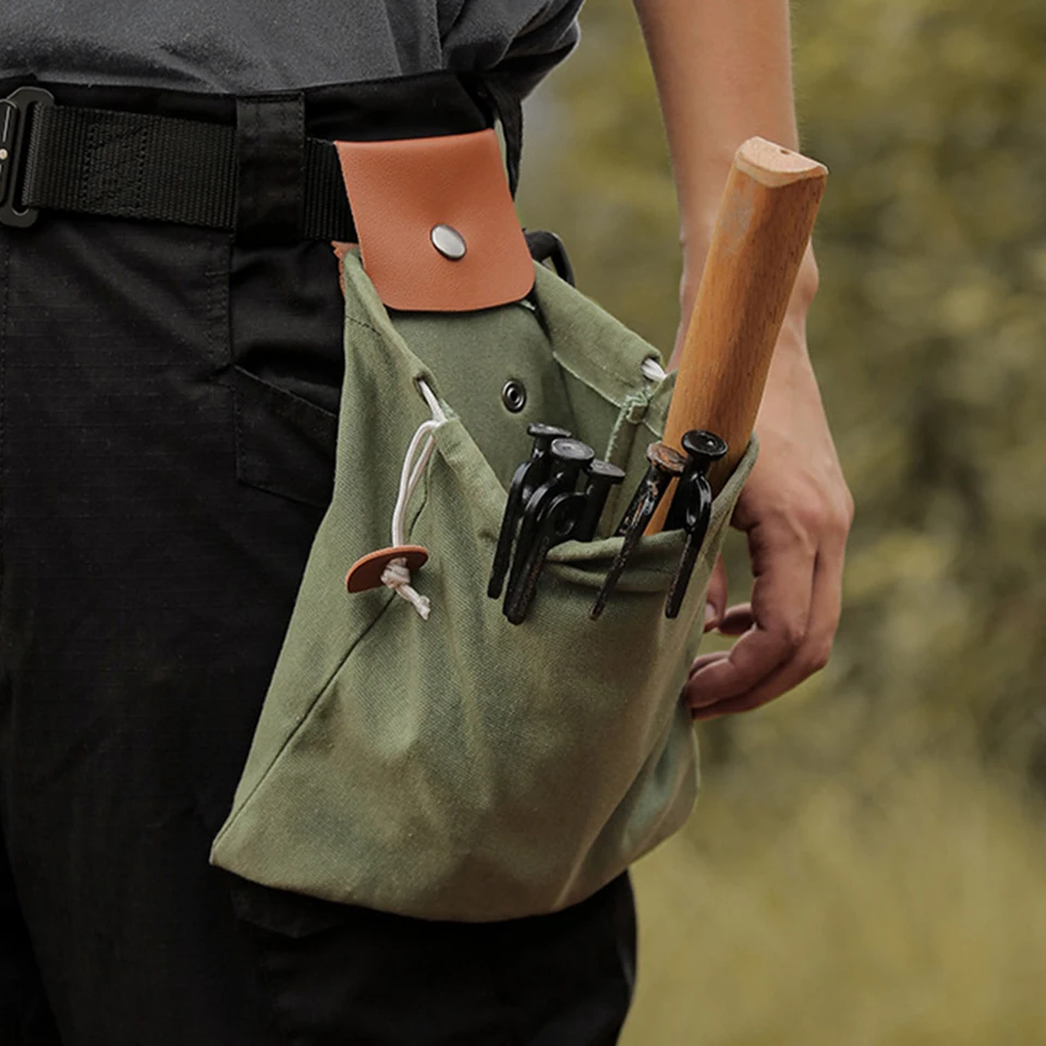 Leather And Canvas Bushcraft Bag, Multi-Purpose Foraging Bag