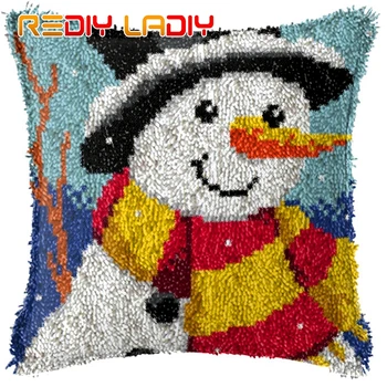 

Latch Hook Cushion Scared Kitten Pre-Printed Canvas Cushion Front Acrylic Yarn Crochet Pillow Case Kits Sofa Pillow Home Decor