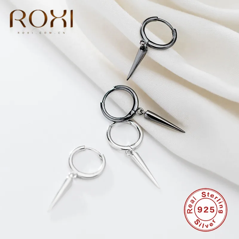 ROXI модные панк заклепки серьги гвоздики 925 пробы серебряные серьги для женщин минималистичные корейские серьги Рождественский подарок ювелирные изделия