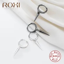 ROXI модные панк заклепки серьги гвоздики 925 пробы серебряные серьги для женщин минималистичные корейские серьги Рождественский подарок ювелирные изделия