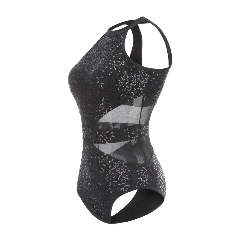 Ballet Gymnastics Clothes Sequins Mesh Splice Body Practice Dance Suit Red Sliver Black Leotard Jumpsuit Drop Shopping |