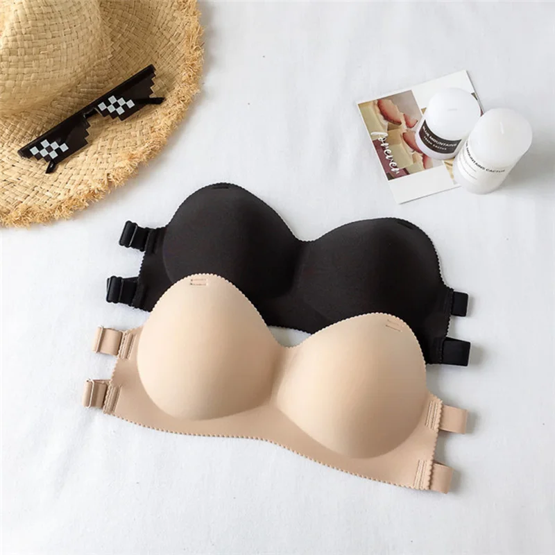 

Strapless Bra Push Up Shoulder Tape Bride Bra Adjustable Seamless for Wedding Dress Women Underwear Female Lingerie Plus Size