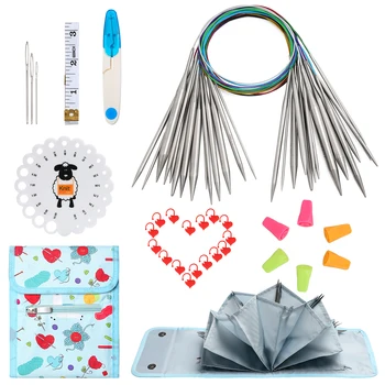 

New Arrival Circular Knitting Needles Set Tainless Steel Circular Knitting Needles Set Interchangeable Crochet Needles For Women
