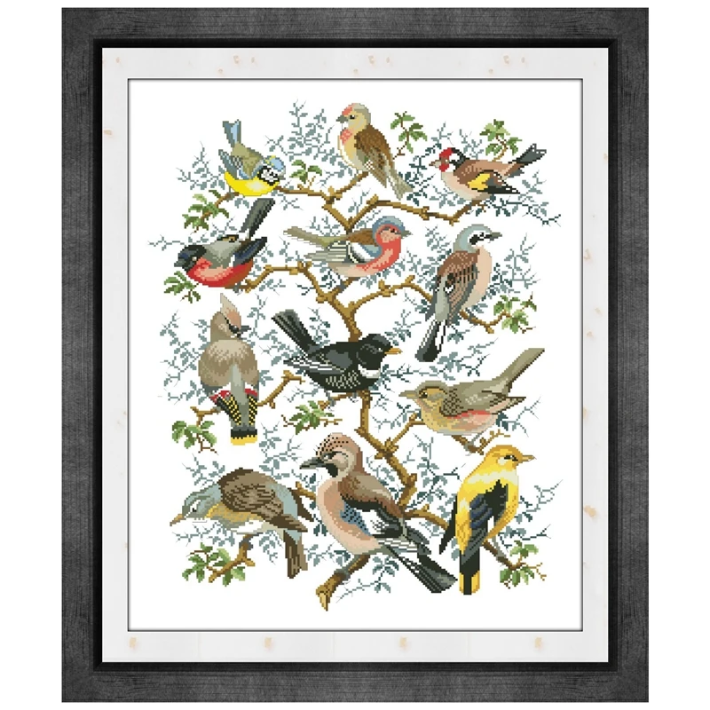 Tree with birds Dreampattern cross stitch kits embroidery needlework sets 18ct 14ct 11ct white cloth cotton thread DIY handmade cross stitch kit cross stitch tools