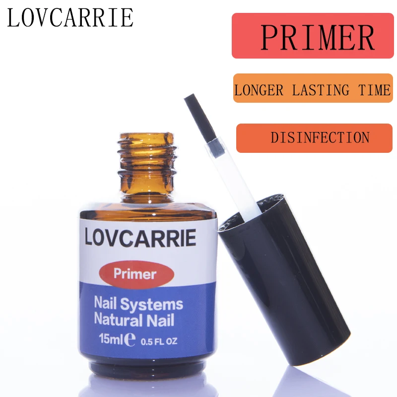 

LOVCARRIE 15ML Nail Primer Pre Dehydrator Nail Gel Base Coat Long Lasting Acid Free Acrylic UV Gel Polish Bonder for Nails Art