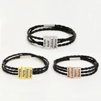 

MYLONGINGCHARM Personalized Titanium Steel Braided Bracelet,Custom Name Men Bracelet, steel, gold, rosegold colors