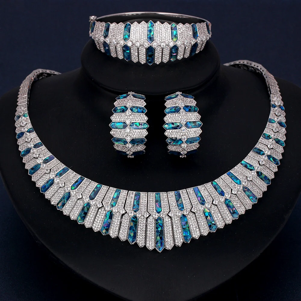 Роскошные уникальные ювелирные изделия из Дубаи, медное ожерелье, наборы, блестящая оболочка, дизайн для женщин, циркониевые ювелирные изде... Роскошные уникальные ювелирные изделия из Дубаи, медное ожерелье, наборы, блестящая оболочка, дизайн для женщин, циркониевые ювелирные изде...