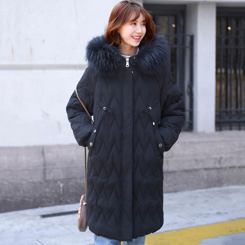

2019 New Design Winter Jacket Women Hooded With Fur Collar Cotton Padded Female Long Parka Coat Chaqueta Mujer Invierno