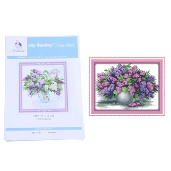 

2 Set DIY Hand Knitting Count Cross Stitch Set Embroidery Set Home Decoration, 49x52Cm & 57x43Cm