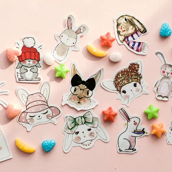 

45pcs/box Lovely Hello Rabbit Diary Album DIY Diary Decorative Paper Sticker Flower Telephone Fashion Office
