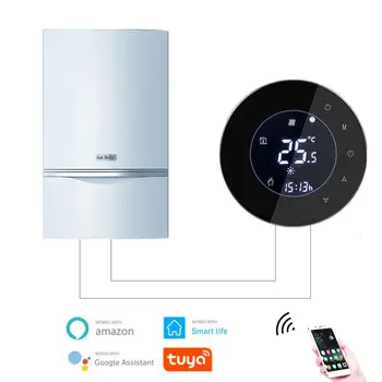 

Smart Wifi Water/Gas Boiler Thermostat Tuya Remote Control Backlight Weekly Programmable LCD Touch Screen Temperature Controller