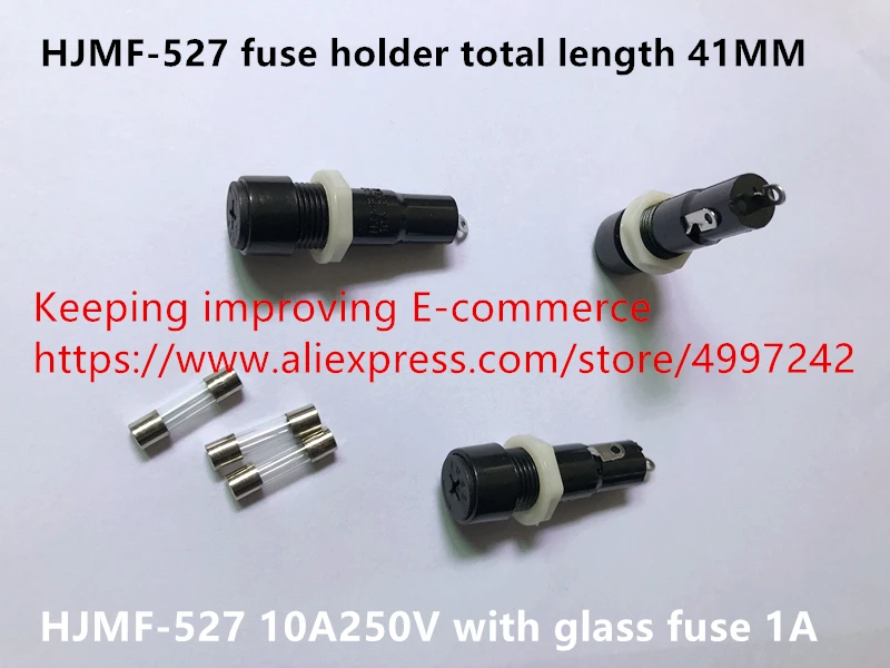 

Original new 100% HJMF-527 fuse holder total length 41MM 10A250V with glass fuse 1A