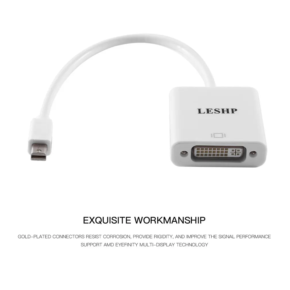 LESHP White 1080P Active Mini DP DisplayPort Male to DVI Female Adapter Converter Cable Matters FOR Computer Monitor Projector