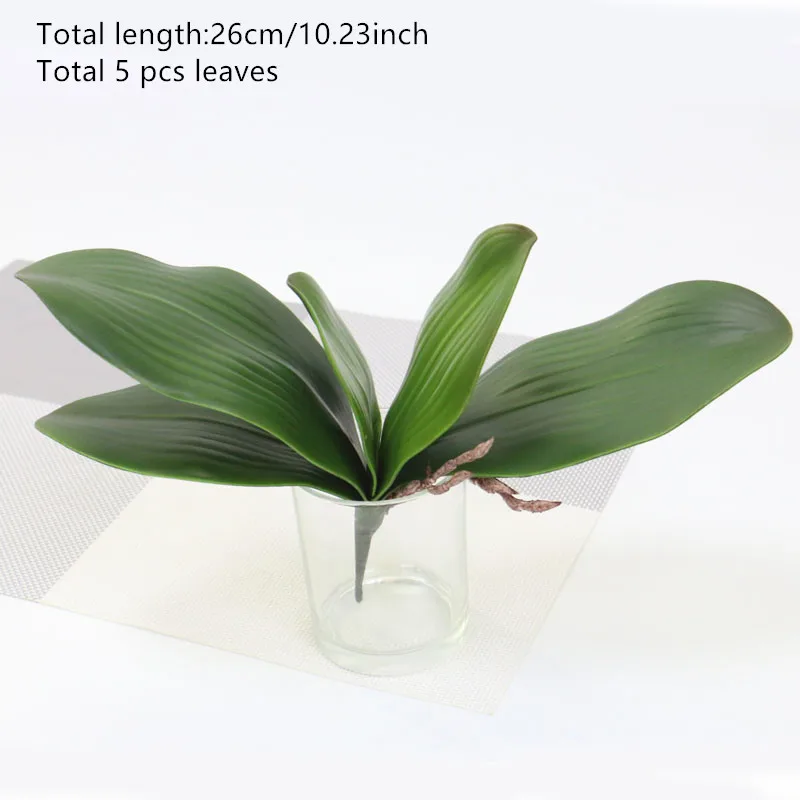 5 leaves 26cm 1 шт. Настоящий сенсорный Искусственный растительный лист phalaenopsis лист PU растение декоративный цветок материал вспомогательный лист домашний сад Рождественский Декор искусственные цветы тычинки цветов статуэтки - Цвет: 5 leaves 26cm