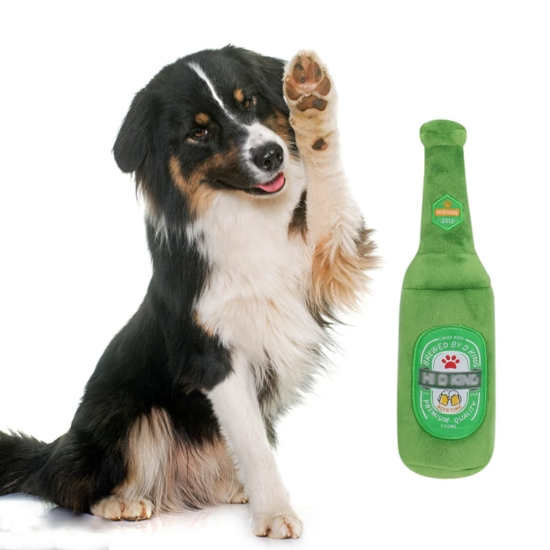 

1 Pc Pet Dog Soft Plush Chew Toy Beer Bottle Beer Glass shape Pet interactive Toy Bite-Resistant Puppy Training Toy Pet Supplies