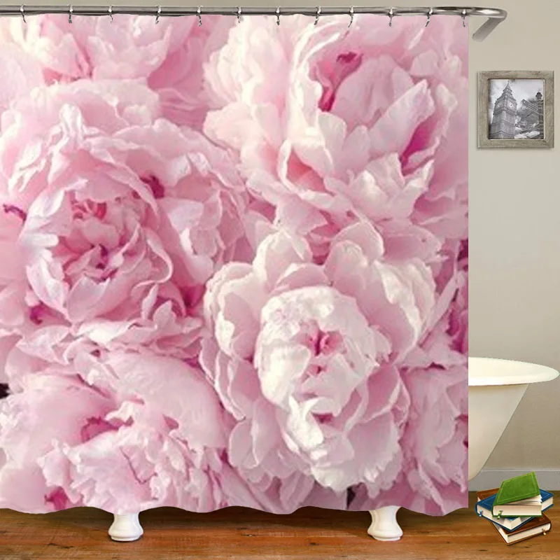 Trendy Girly Roze Romantische Bloem Pioen Gordijnen Voor Douche Bad