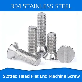 

304 Stainless Steel Slotted Machine Screws with Flat End Tightening Fastening Straight Screw M1.6 M2 M2.5 M3 M4 M5 M6