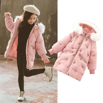 

Foreign Trade Hot Sale Girls' Cotton Jacket 2020 Winter New Style Big Kids Children's Thick Snowflake Cotton Jacket