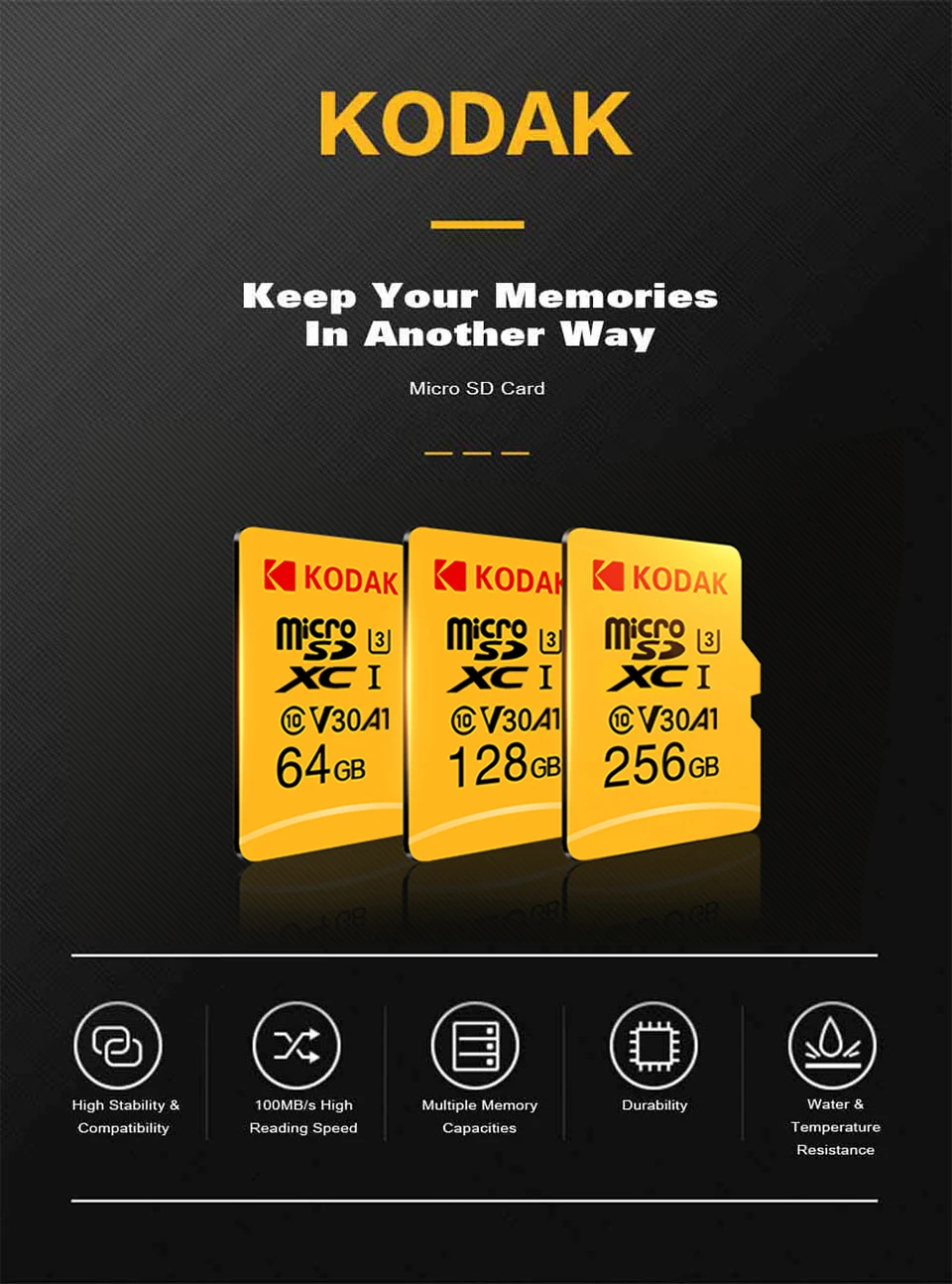 Kodak Micro SD Memory Card 16GB 32GB 64GB 128GB cartao de memoria Class 10 256GB 512GB Memori Micro SD kart flash card sony memory card