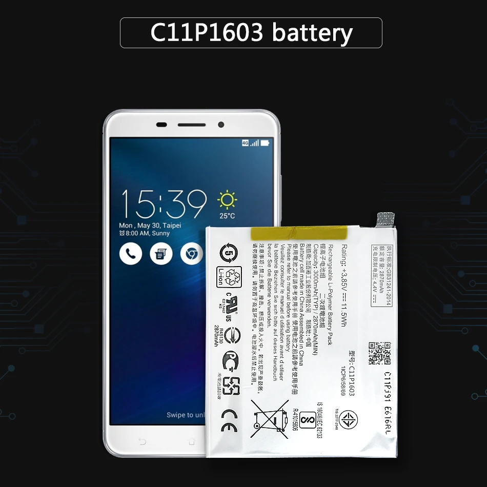 C11P1603 батарея для ASUS Zenfone 3 Deluxe 5 &quotZB690KL Z01FD ZS550KL 3480mAh|Аккумуляторы мобильных
