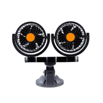 

Car Fan Portable Vehicle Fan Dual Head Electric Fan Vehicle Mounted USB Fan 360 Degree Rotation Auto Cooling Fan 3 Speed Strong