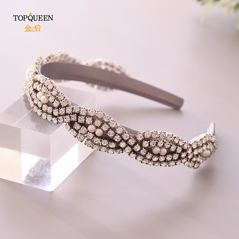 TOPQUEEN S293-FG Свадебные Стразы в стиле барокко повязка на голову свадебная тиара головные уборы серебряные стразы повязка на голову Свадебные украшения для волос