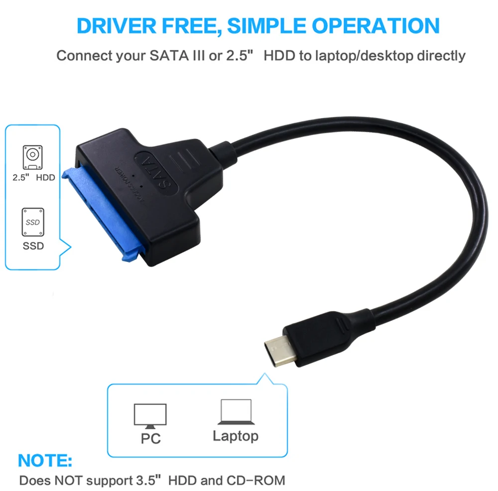 Конвертер/разъем SATA USB Type C/USB3.0 к Sata адаптер с поддержкой 2 5 дюймового внешнего