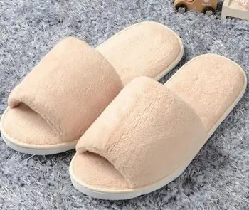 

YEELOCA 2020 Open Toe Winter Slippers Warm Slippers Female Plush Slides Indoor Bedroom Unisex XS0687