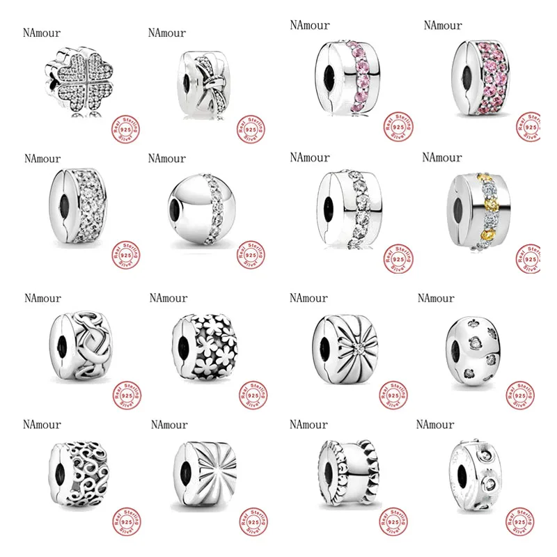 Bead jewelry making New Clover Bow Path Leaf Star Clip DIY Beads Fit Original Pandora Charms Silver 925 Bracelet Bead Jewelry Making