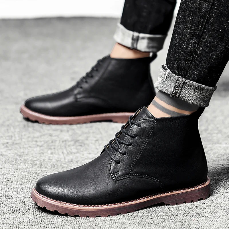 Mens Boots Retro Leather Ankle Boots for Men New Man Shoes Ankle Boot Men Design Fashion Shoes