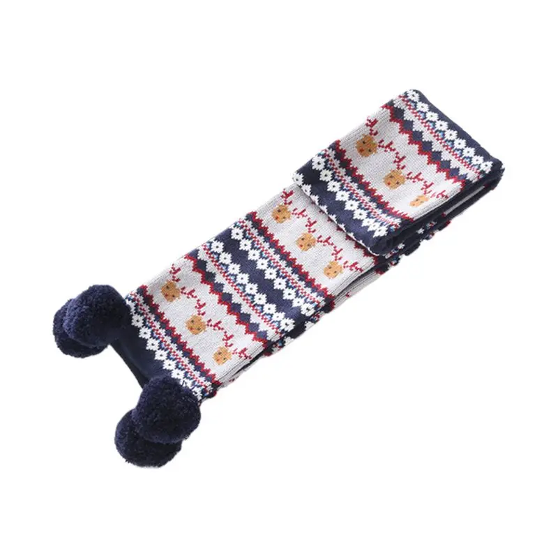 Scarf Детская зимняя шапка-ушанка с помпоном и рождественским оленем, шапка, длинный шарф, перчатки - Цвет: Scarf