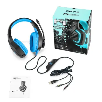 

PC Gaming Headset 3.5mm Stereo USB LED Headphones with Omnidirectional Microphone Volume Control for Computer Laptop