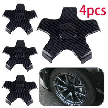 

DWCX 4Pcs Carbon Fiber Style Black Car Wheel Center Rim Hub Cap ABS Cover Fit For Tesla Model 3