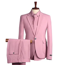 Suit suit men's three-piece suit Korean version of the slim small suit professional formal dress groomsmen costume groom wedding