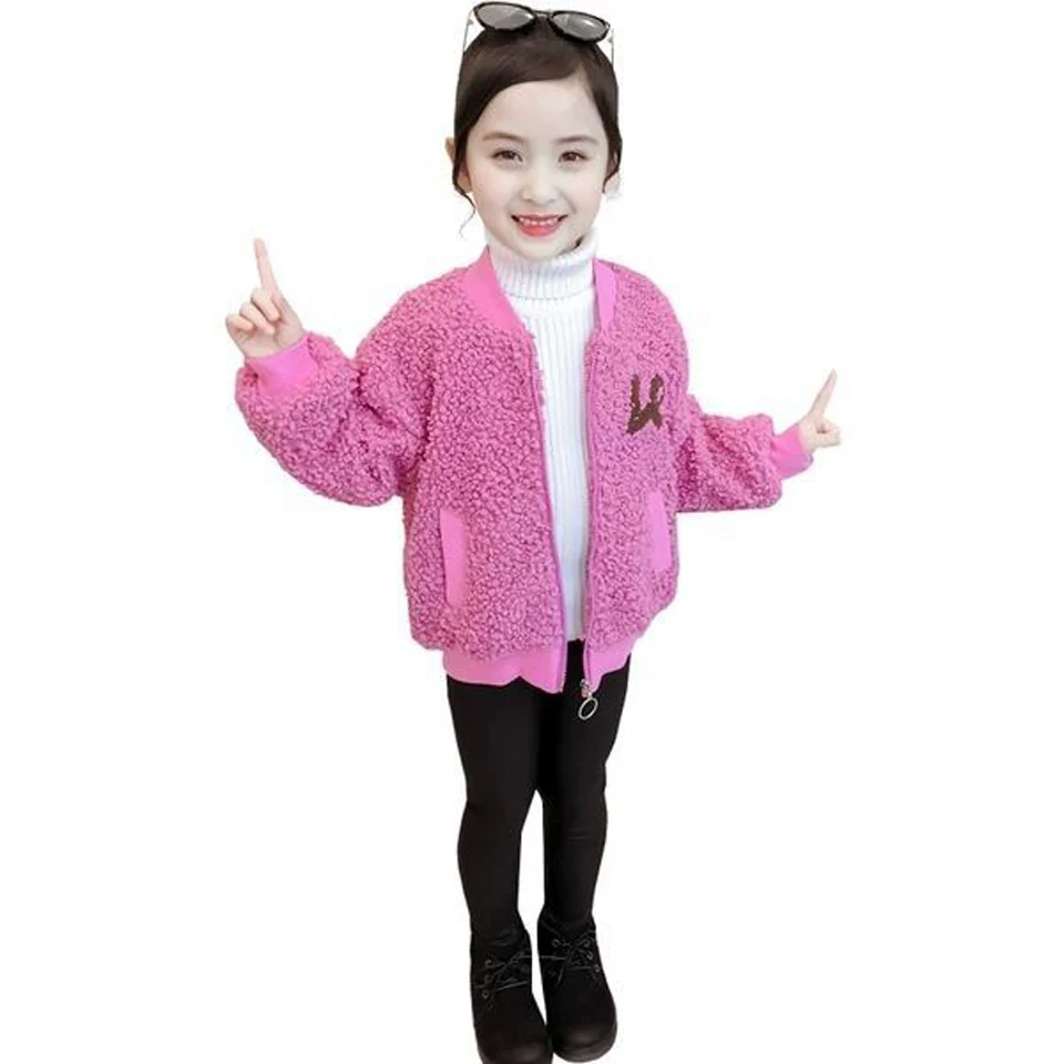 Fall Winter Girls Fashion Winter Jacket Overcoat Princess Letter Wool Coat Children Solid Thickening Outerwear