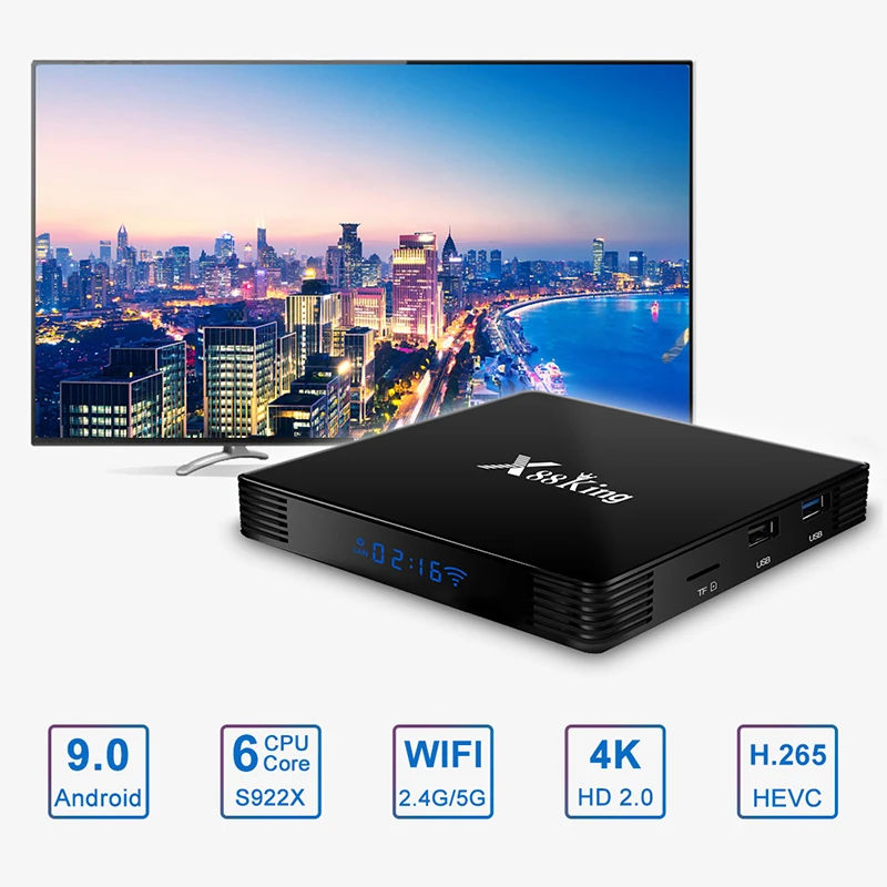 X88 King 4GB 128G Amlogic S922X TV Box Android 9.0 Dual Wifi BT5.0 1000M 4K Google Play Store Netflix Youtube 4K Media Player