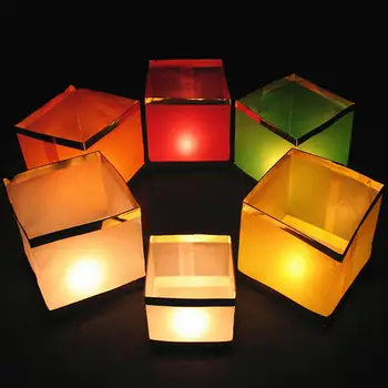 

Unsinkable Floating Water Lantern Square Water Light Floating Chinese Water Lamp for Pool Pond Outdoors - with Candle