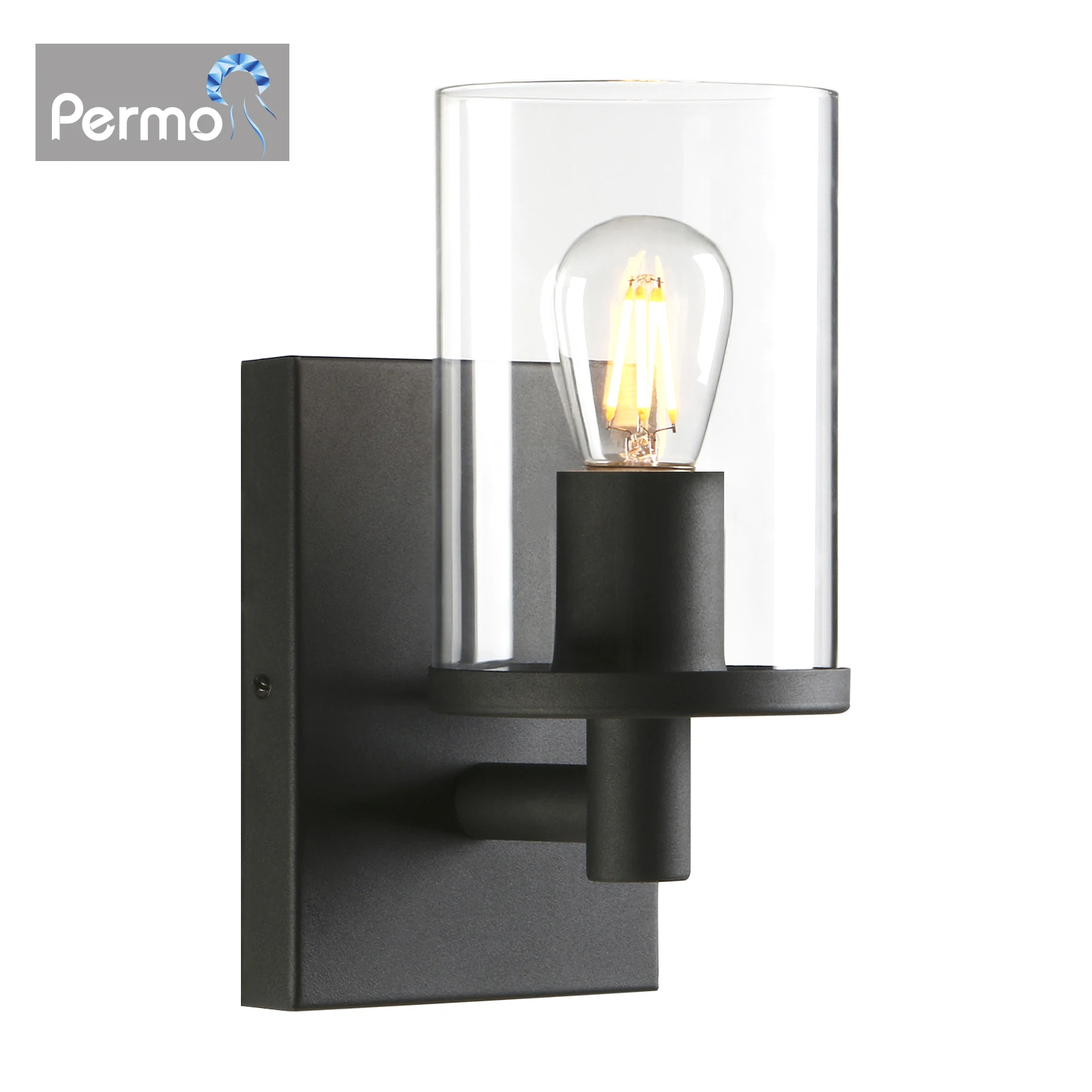 

Permo Glass Wall Sconce Bathroom Vanity Light with 3.9 Inches Clear Glass Light Shade