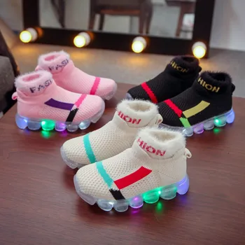 

Children Kids Baby Girls Boys Mesh Led Shoe Light Luminous Sneakers Socks Boots Casual Shoes kids shoes Chaussure обувь детская