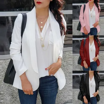 

Jacket Ladies Warm Outerwear Coats Large Size Lapel Long Sleeve Solid Color r Open Short Cardigan Work Office Coat 8.27