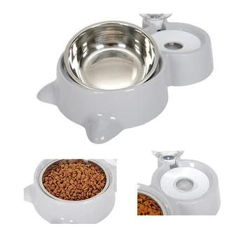 

Water Feeder Universal Dual Purpose Cat Bowl Easy Clean Pet Drinking Automatic Durable 2 In 1 Home Accessories Food Dish PP